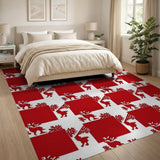 Red Festive Red Reindeer Silhouette Area Rug
