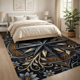 Ornate Cracked Silver Star Floral Rug