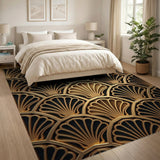 Gold Art Deco Fan Geometric Area Rug