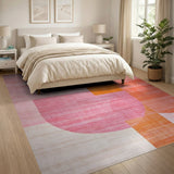 Vibrant Pink Orange Geometric Abstract Area Rug