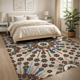Rainbow Paw Print Mandala Area Rug