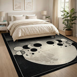 Lunar Phases Black White Area Rug