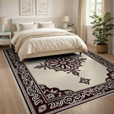 Traditional Persian Beige and Neutral Ornate Beige Persian Medallion Area Rug