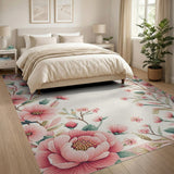 Blush Peony Floral Area Rug
