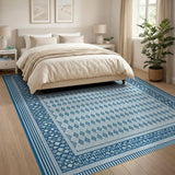Geometric Modern Blue and Teal Blue Diamond Geometric Area Rug