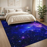 ODIKA Washable Galaxy Area Rug, Outer Space Stars Nebula Blue & Purple Non-Slip Low Pile Rug