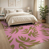 Pink Gold Abstract Leaf Area Rug