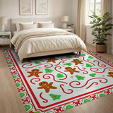 Festive Gingerbread Men Christmas Area Rug