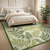 Floral Vintage Vintage Green Fern Leaf Area Rug