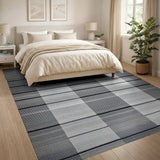 Black and White Modern Black White Striped Woven Area Rug