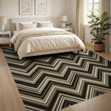 Brown and Tan Brown Tan Chevron Geometric Area Rug