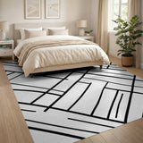 Bold Black Line Geometric Area Rug