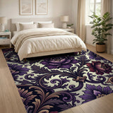 Purple Purple Peony Ornate Floral Area Rug