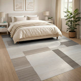 Modern Beige Grey Geometric Abstract Rug