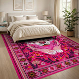 Vibrant Pink Tiger Persian Area Rug