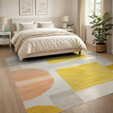 Vibrant Yellow Abstract Geometric Area Rug