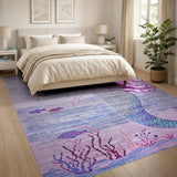 Whimsical Pink Mermaid Underwater Area Rug