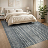 Modern Grey Striped Woven Area Rug