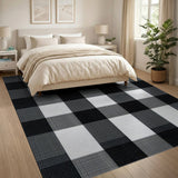 Bold Black White Checkered Farmhouse Rug