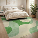 Fluid Green Waves Abstract Area Rug