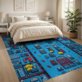 Vibrant Geometric City Street Area Rug