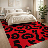 Bold Red Question Mark Geometric Area Rug