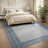 Navy Chevron Border Woven Area Rug
