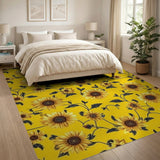 Vibrant Sunflower Floral Yellow Area Rug