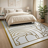 Golden Rainbow Organic Line Art Area Rug