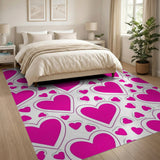 Kids Cartoon Pink Playful Pink Hearts Scatter Area Rug