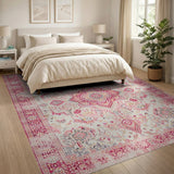 Pink Pink Distressed Persian Area Rug
