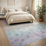 Rainbow Handprint Kids Washable Area Rug