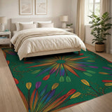 Vibrant Paddleburst Green Area Rug