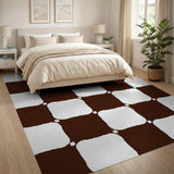 Distressed Brown Checkerboard Area Rug