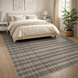 Rustic Brown Tan Plaid Woven Brown and Tan Area Rug