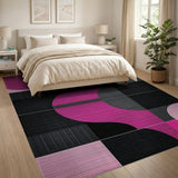 Multi-color and Patterns Bold Pink Black Geometric Modern Area Rug