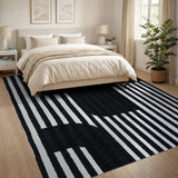 Bold Stripe Bold Black White Geometric Stripe Area Rug