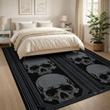 Gothic Skull Black White Area Rug