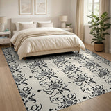 Vintage Swirl Floral Beige Area Rug