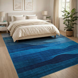 Gradient Blue Wave Abstract Area Rug