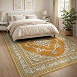 Orange Elegant Orange Persian Medallion Area Rug