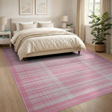 Geometric Modern Pink Gingham Plaid Area Rug