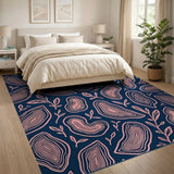 Navy Agate Slices and Leaves Area Rug
