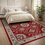 Traditional Persian Red Traditional Persian Area Rug with Floral Medallion