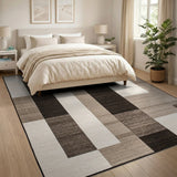 Modern Geometric Beige Grey Block Rug