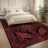 Red Red Black Traditional Persian Area Rug