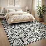 Intricate Floral Lattice Cream Area Rug