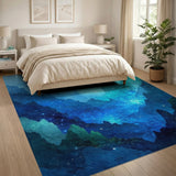 Ethereal Blue Teal Mountain Peaks Area Rug