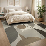 Geometric Leaf Abstract Area Rug Beige Neutral