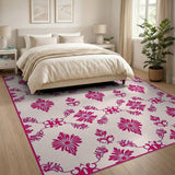 Vintage Pink Floral Pink Area Rug